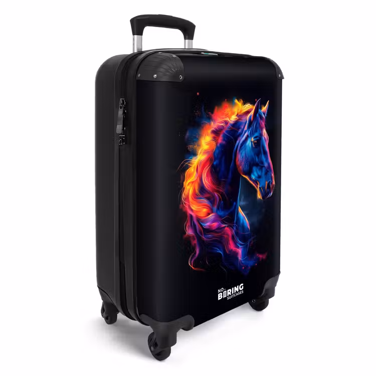 Zijaanzicht van een paard met vurige manen Koffer - NBS - Handbagage middel -productfoto_3d