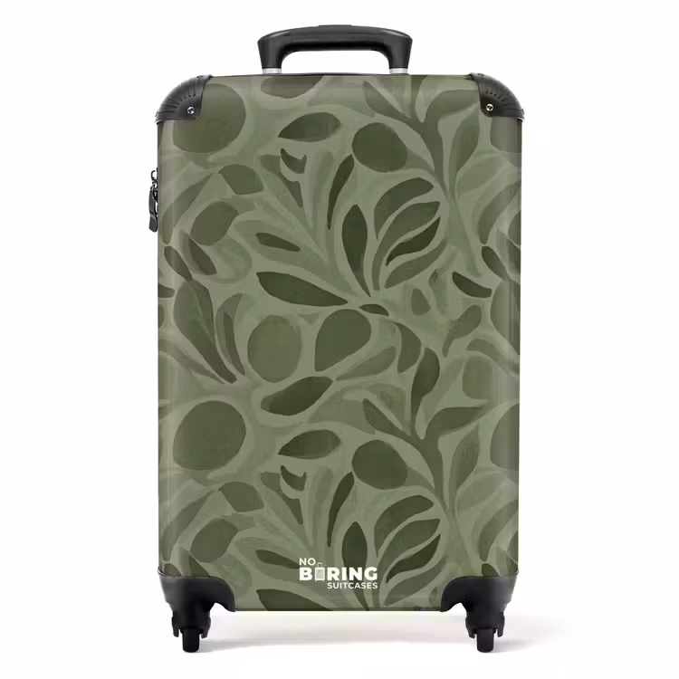 Koffer - Serene - Blätter - Grün - Sereen - Bladeren - Groen NBS - Handbagage koffer - Volwassenen Unisex middel