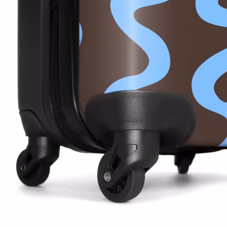 Kronkelende lijnen - Blauw - Bruin - Minimalistisch NBS - Handbagage koffer - Volwassenen Unisex middel -wiel