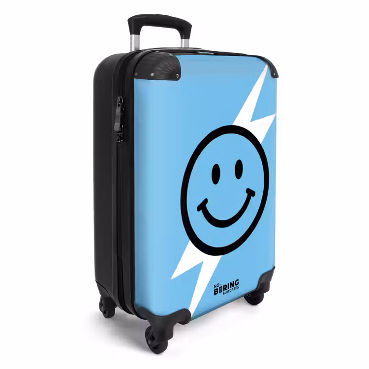 Smiley - Blauw - Bliksem NBS - Handbagage koffer - Volwassenen Unisex middel -productfoto_3d