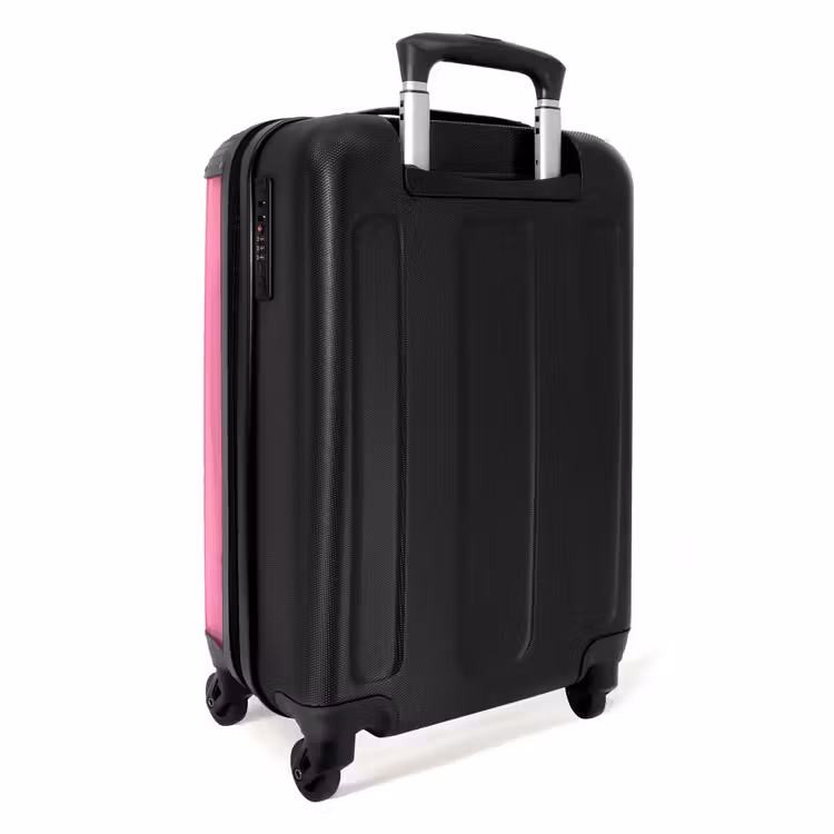 Smiley - Bloem - Roze NBS - Handbagage koffer - Volwassenen Unisex middel -achterkant