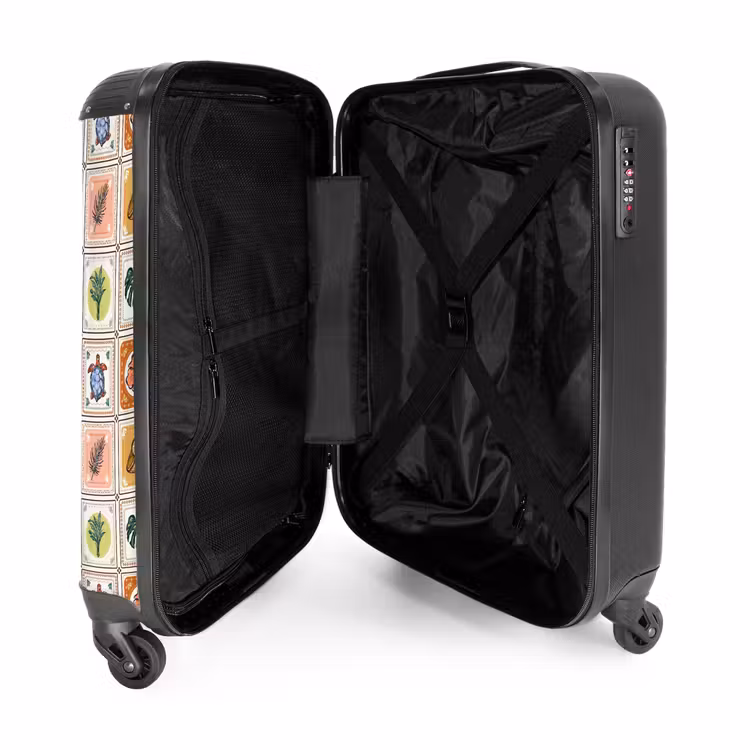 Zomerse tegeltjes print NBS - Handbagage koffer - Volwassenen Unisex middel -binnenkant