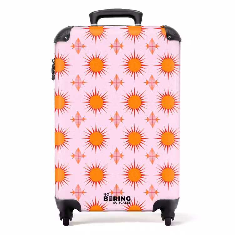 Zon - Patroon - Roze NBS - Handbagage koffer - Volwassenen Unisex middel -productfoto_recht