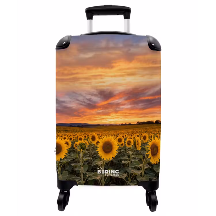 Koffer - Sonnenblumen – Hügellandschaft – Gelb - Zonnebloemen - Heuvellandschap - Geel NBS - Handbagage koffer - Vrouwen middel