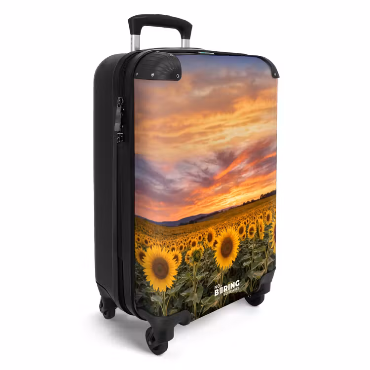 Koffer - Sonnenblumen – Hügellandschaft – Gelb - Zonnebloemen - Heuvellandschap - Geel NBS - Handbagage koffer - Vrouwen middel