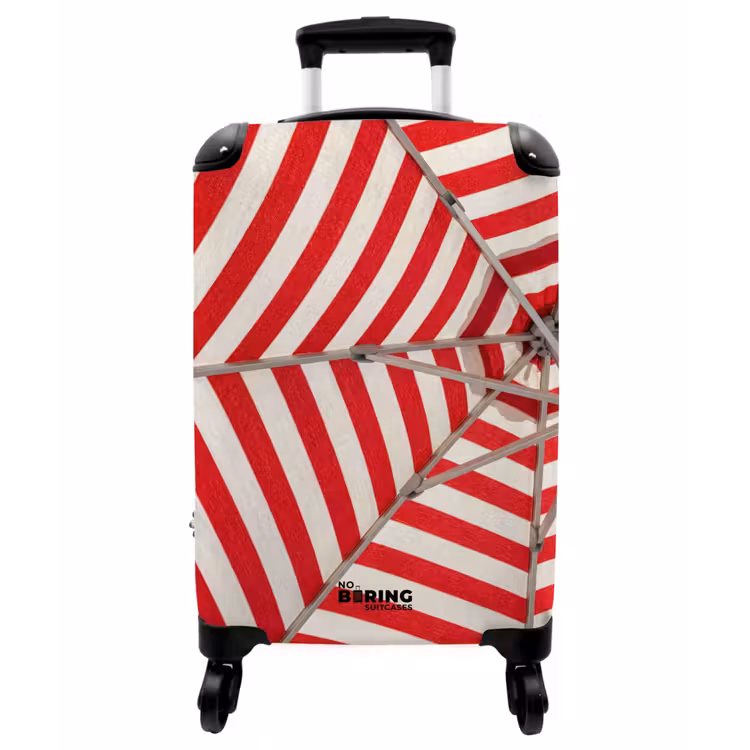 Koffer - Sonnenschirm – Streifen – Sommer – Rot – Blau - Parasol - Strepen - Zomer - Rood - Blauw NBS - Handbagage koffer - Vrouwen middel