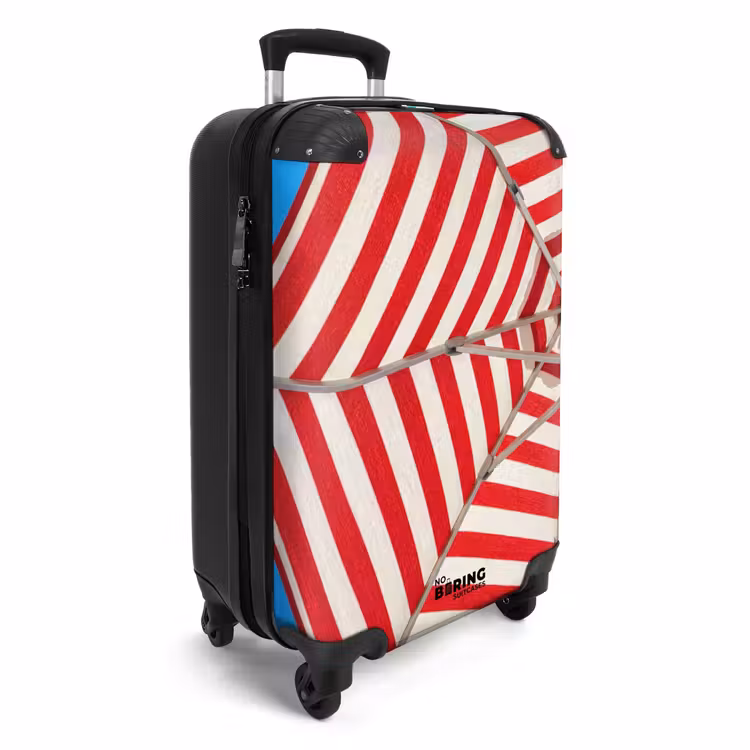 Koffer - Sonnenschirm – Streifen – Sommer – Rot – Blau - Parasol - Strepen - Zomer - Rood - Blauw NBS - Handbagage koffer - Vrouwen middel