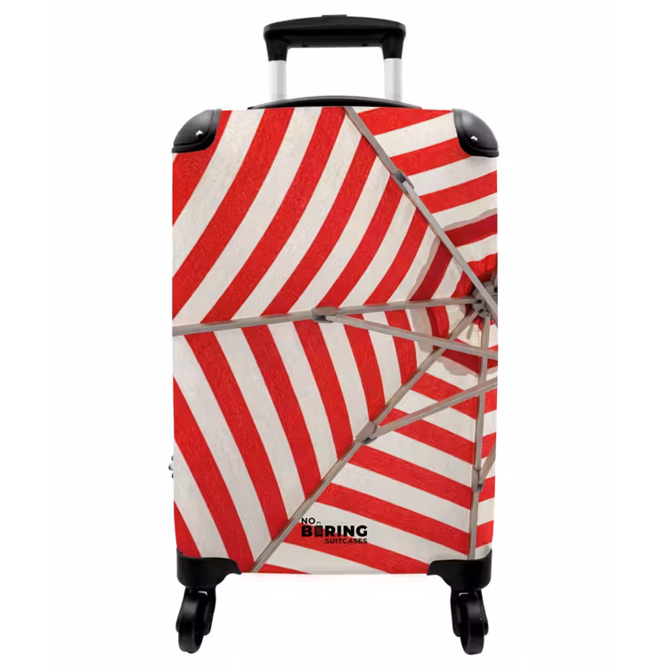 Koffer - Sonnenschirm – Streifen – Sommer – Rot – Blau - Parasol - Strepen - Zomer - Rood - Blauw NBS - Handbagage koffer - Vrouwen middel