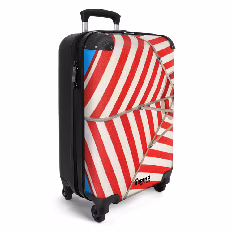 Koffer - Sonnenschirm – Streifen – Sommer – Rot – Blau - Parasol - Strepen - Zomer - Rood - Blauw NBS - Handbagage koffer - Vrouwen middel