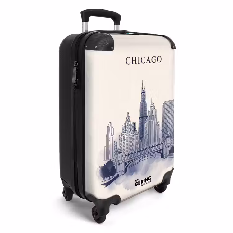 Koffer - Stadt – Skyline – Architektur – Strichzeichnung – Blau - Stad - Skyline - Architectuur - Lijntekening - Blauw NBS - Handbagage koffer - Volwassenen Unisex middel