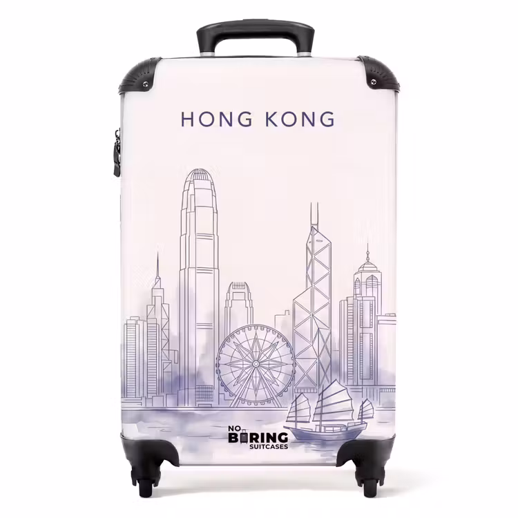 Koffer - Stadt – Skyline – Wasser – Strichzeichnung – Blau - Stad - Skyline - Water - Lijntekening - Blauw NBS - Handbagage koffer - Volwassenen Unisex middel