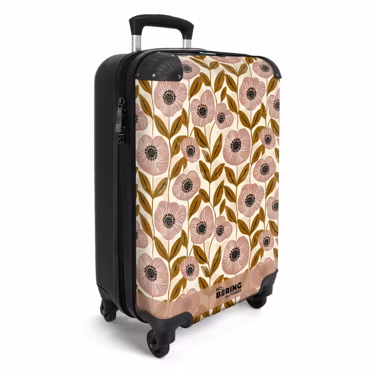 Koffer - Staubrosa – Blumen – Grafisch – Muster - Dustyroze - Bloemen - Grafisch - Patroon NBS - Handbagage koffer - Vrouwen middel