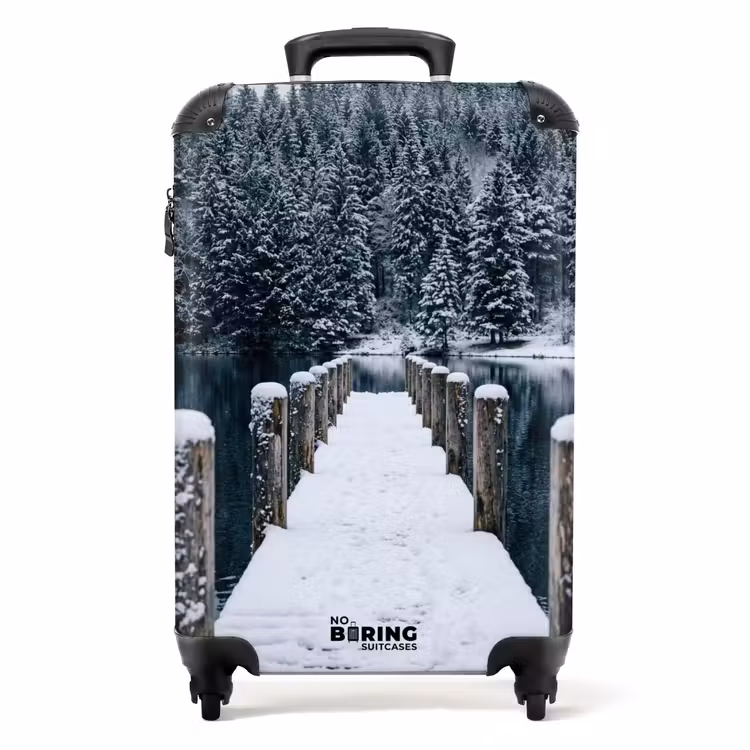 Koffer - Steg – See – Schnee – Berge – Beruhigend - Steiger - Meer - Sneeuw - Bergen - Rustgevend NBS - Handbagage koffer - Volwassenen Unisex middel