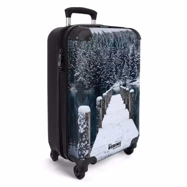 Koffer - Steg – See – Schnee – Berge – Beruhigend - Steiger - Meer - Sneeuw - Bergen - Rustgevend NBS - Handbagage koffer - Volwassenen Unisex middel