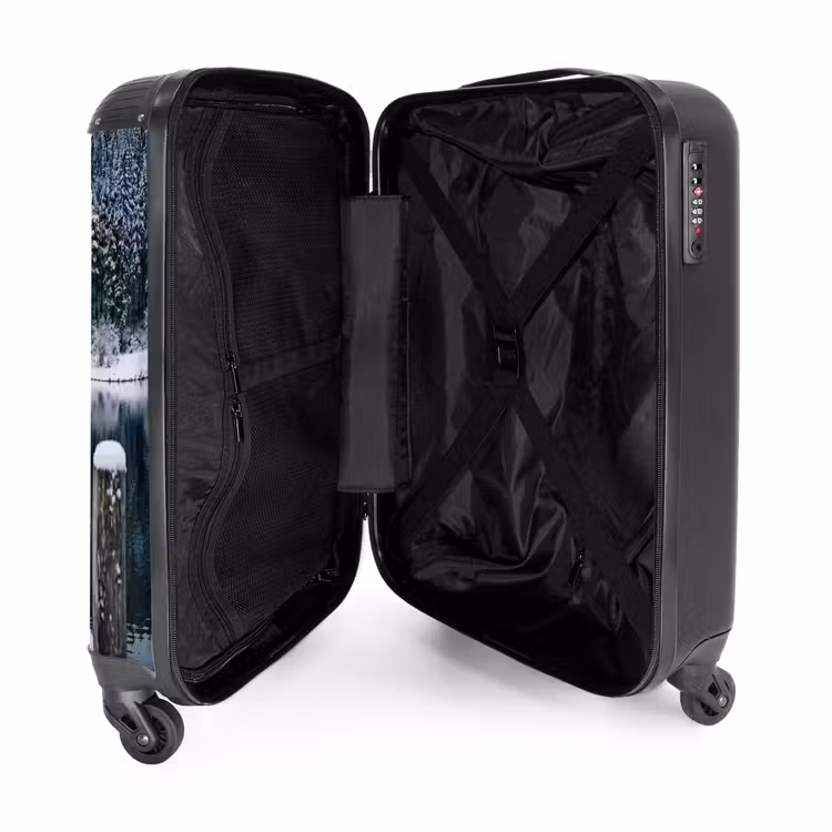 Koffer - Steg – See – Schnee – Berge – Beruhigend - Steiger - Meer - Sneeuw - Bergen - Rustgevend NBS - Handbagage koffer - Volwassenen Unisex middel