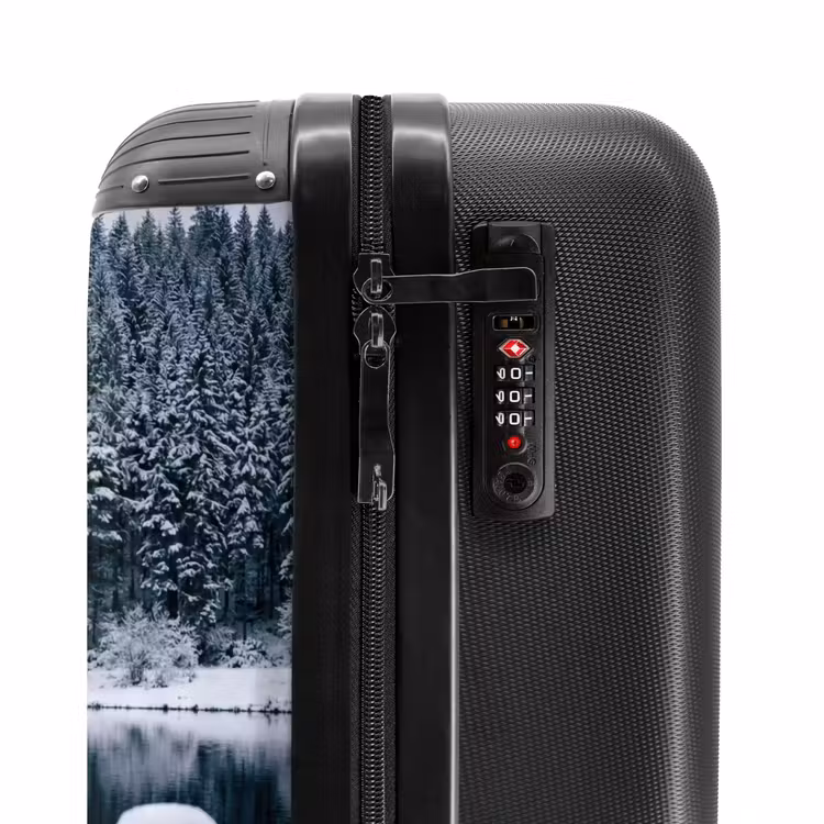 Koffer - Steg – See – Schnee – Berge – Beruhigend - Steiger - Meer - Sneeuw - Bergen - Rustgevend NBS - Handbagage koffer - Volwassenen Unisex middel