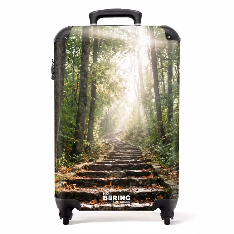 Koffer - Steine – Treppe – Wald – Natur - Stenen - Trap - Bos - Natuur NBS - Handbagage koffer - Volwassenen Unisex middel