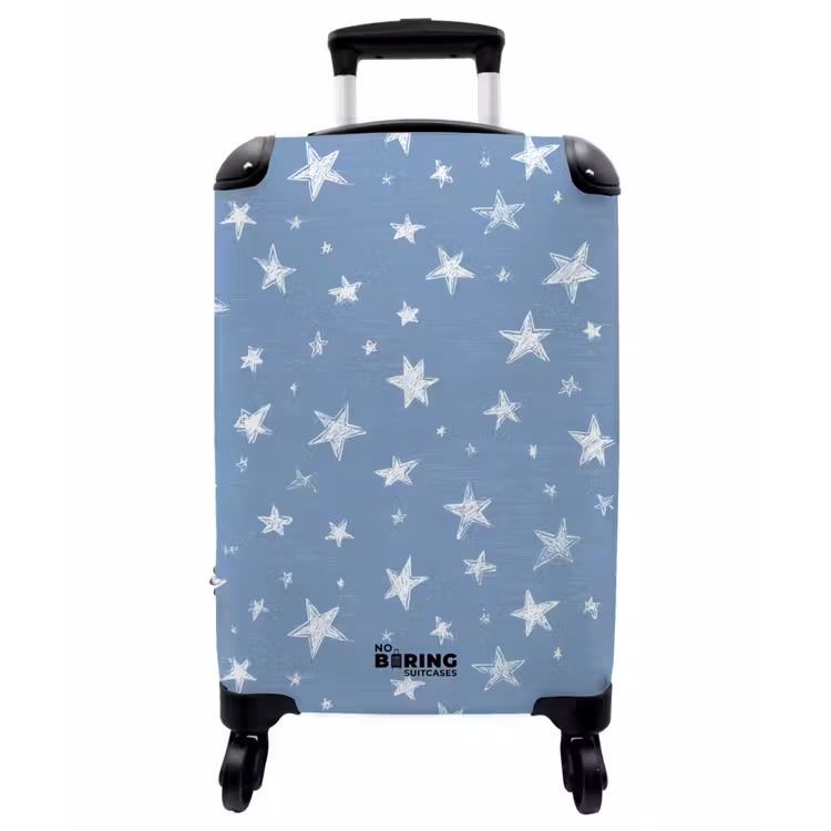Koffer - Sternchen – Schnittmuster – Blau - Sterretjes - Patroon - Blauw NBS - Handbagage koffer - Vrouwen middel