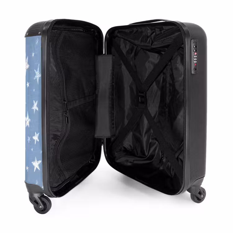 Koffer - Sternchen – Schnittmuster – Blau - Sterretjes - Patroon - Blauw NBS - Handbagage koffer - Vrouwen middel