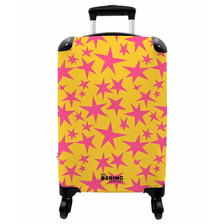 Koffer - Sterne – Muster – Rosa – Gelb - Sterren - Patroon - Roze - Geel NBS - Handbagage koffer - Vrouwen middel