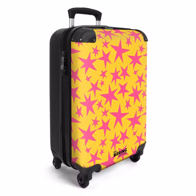 Koffer - Sterne – Muster – Rosa – Gelb - Sterren - Patroon - Roze - Geel NBS - Handbagage koffer - Vrouwen middel