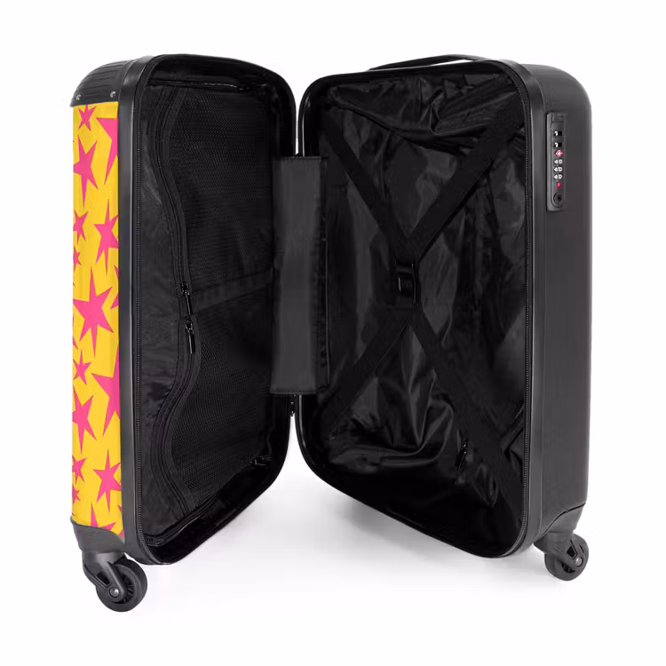 Koffer - Sterne – Muster – Rosa – Gelb - Sterren - Patroon - Roze - Geel NBS - Handbagage koffer - Vrouwen middel