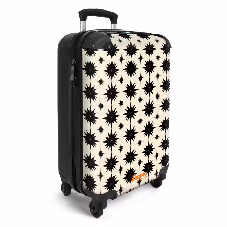 Stervormen - Geometrisch - Zwart NBS - Handbagage koffer - Volwassenen Unisex middel -productfoto_3d