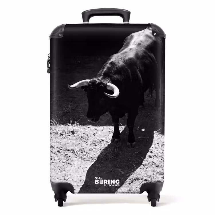 Koffer - Stier – Schatten – Tiere – Kontrast – Schwarz-Weiß - Stier - Schaduw - Dieren - Contrast - Zwart-wit NBS - Handbagage koffer - Volwassenen Unisex middel