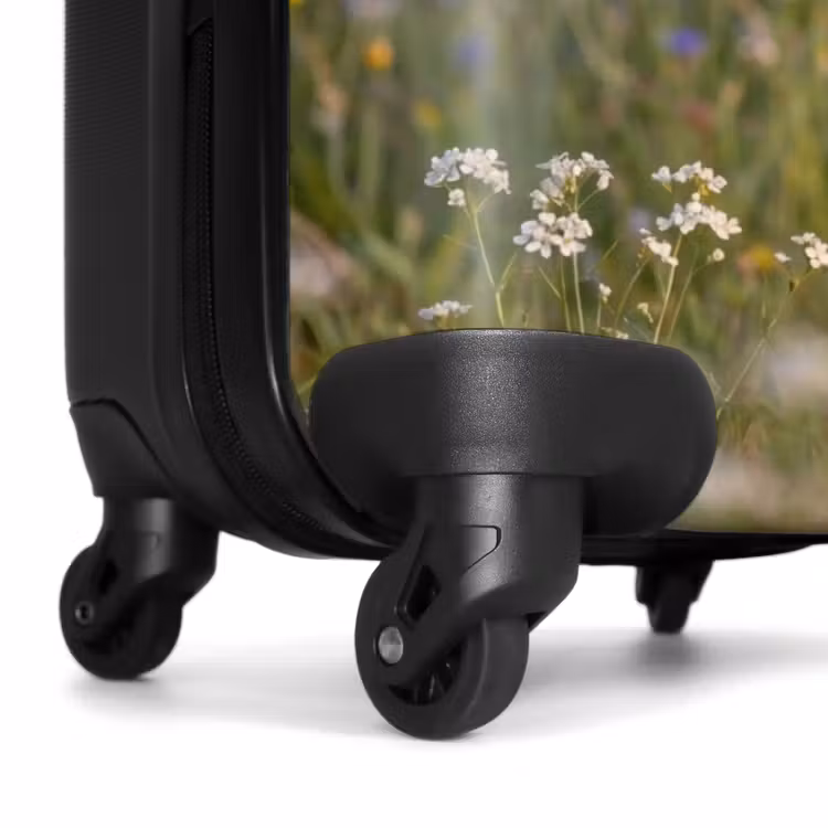 Koffer - Storch – Blumen – Wiese – Bunt - Ooienvaar - Bloemen - Weide - Kleurrijk NBS - Handbagage koffer - Volwassenen Unisex middel