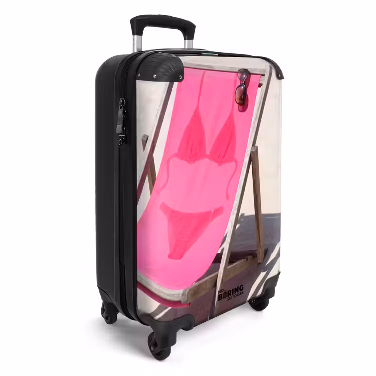 Koffer - Strand – Liegestuhl – Bademode – Sommer – Rosa - Strand - Ligstoel - Badkleding - Zomer - Roze NBS - Handbagage koffer - Vrouwen middel