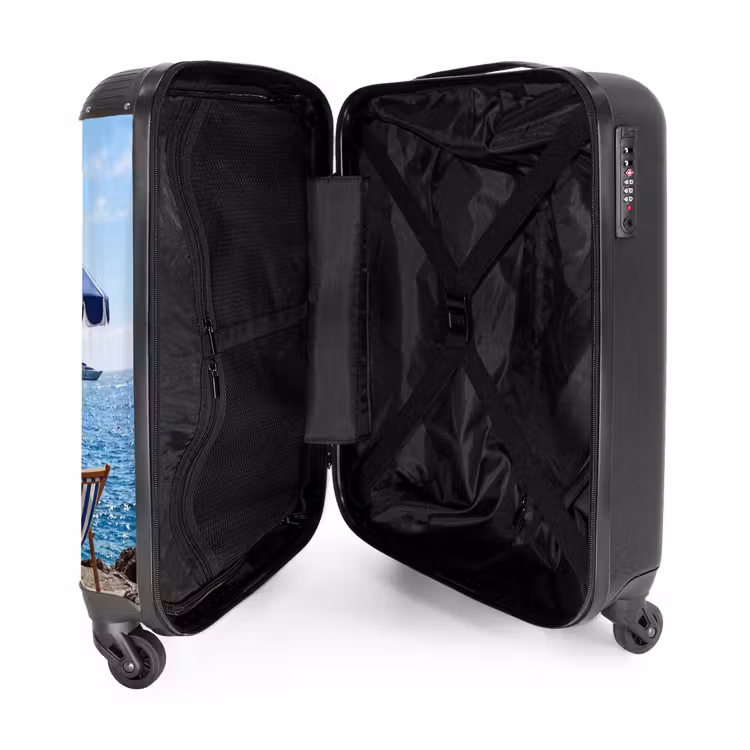 Koffer - Strand – Liegestuhl – Sonnenschirm – Sommer – Blau - Strand - Ligstoel - Parasol - Zomer - Blauw NBS - Handbagage koffer - Volwassenen Unisex middel