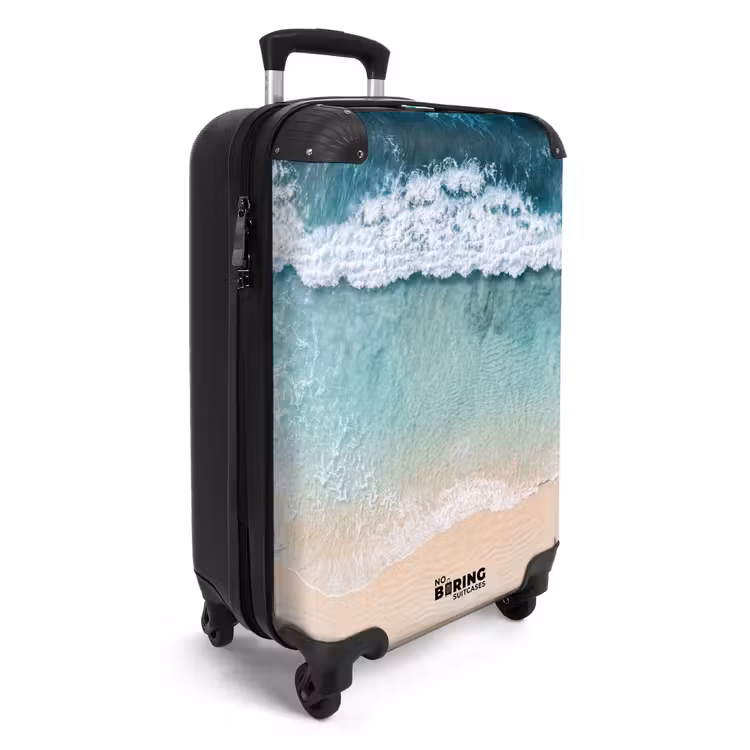Koffer - Strand – Meer – Wellen – Natur – Blau - Strand - Zee - Golven - Natuur - Blauw NBS - Handbagage koffer - Volwassenen Unisex middel