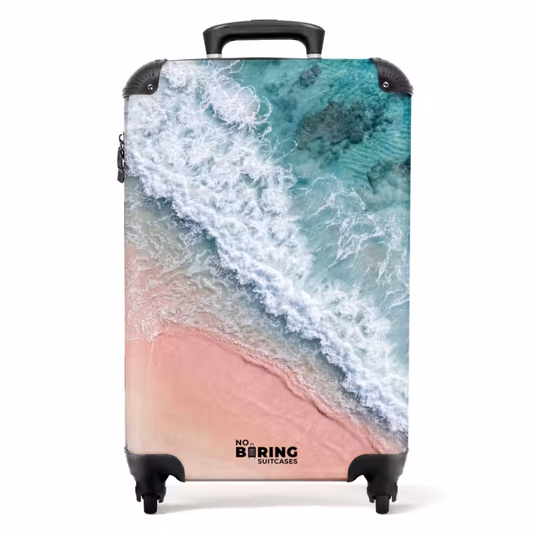 Koffer - Strand – Ozean – Wellen – Rosa Sand – Natur — 1