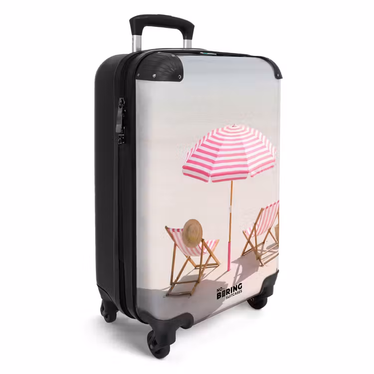 Koffer - Strand – Sonnenschirm – Liegestuhl – Sommer – Rosa - Strand - Parasol - Ligstoel - Zomer - Roze NBS - Handbagage koffer - Vrouwen middel
