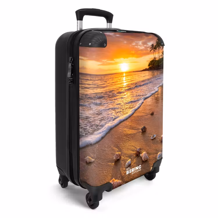 Koffer - Strand – Sonnenuntergang – Palmen – Natur – Orange - Strand - Zonsondergang - Palmbomen - Natuur - Oranje NBS - Handbagage koffer - Volwassenen Unisex middel