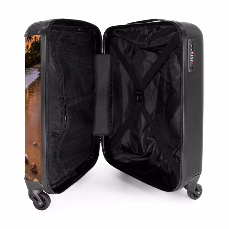 Koffer - Strand – Sonnenuntergang – Palmen – Natur – Orange - Strand - Zonsondergang - Palmbomen - Natuur - Oranje NBS - Handbagage koffer - Volwassenen Unisex middel