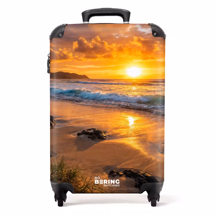 Koffer - Strand – Sonnenuntergang – Wellen – Natur – Orange - Strand - Zonsondergang - Golven - Natuur - Oranje NBS - Handbagage koffer - Volwassenen Unisex middel
