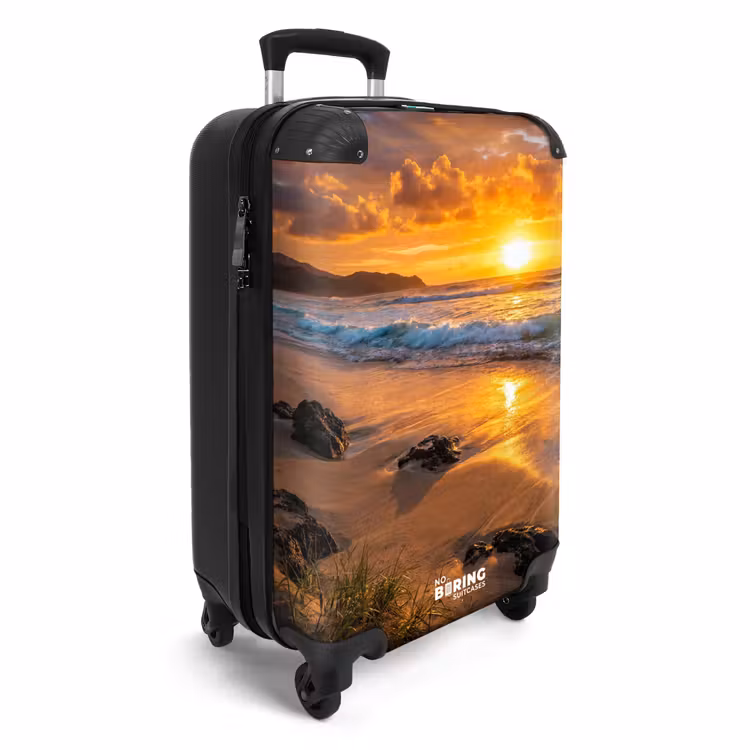 Koffer - Strand – Sonnenuntergang – Wellen – Natur – Orange - Strand - Zonsondergang - Golven - Natuur - Oranje NBS - Handbagage koffer - Volwassenen Unisex middel