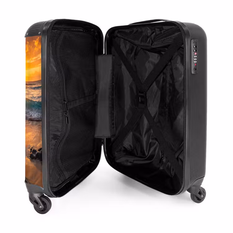 Koffer - Strand – Sonnenuntergang – Wellen – Natur – Orange - Strand - Zonsondergang - Golven - Natuur - Oranje NBS - Handbagage koffer - Volwassenen Unisex middel