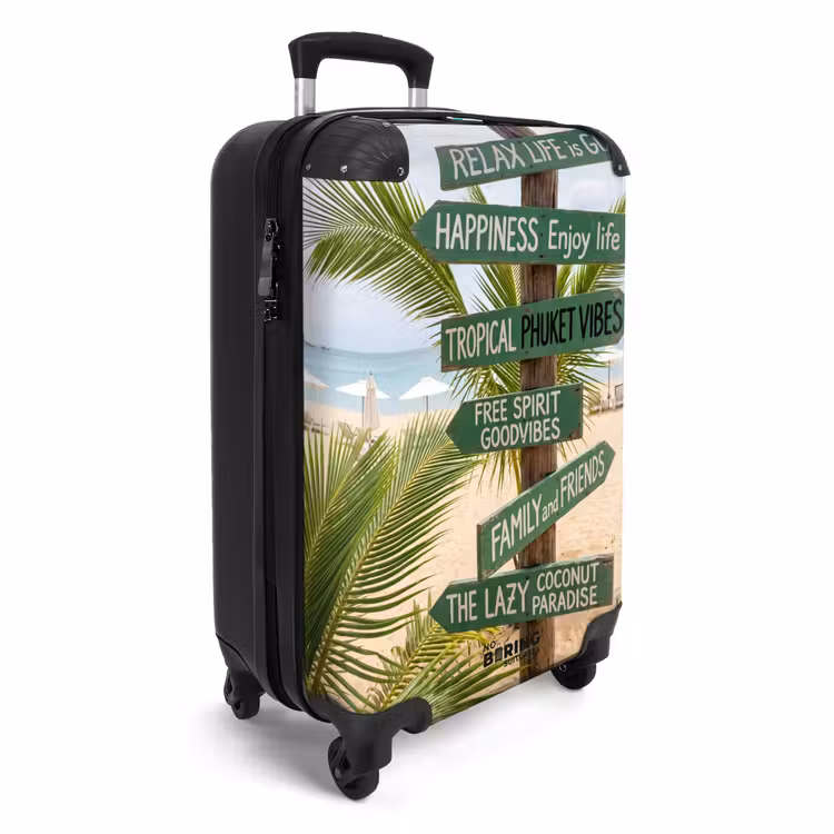 Koffer - Strand – Wegweiser – Palmen – Tropisch – Grün - Strand - Wegwijzer - Palmen - Tropisch - Groen NBS - Handbagage koffer - Volwassenen Unisex middel