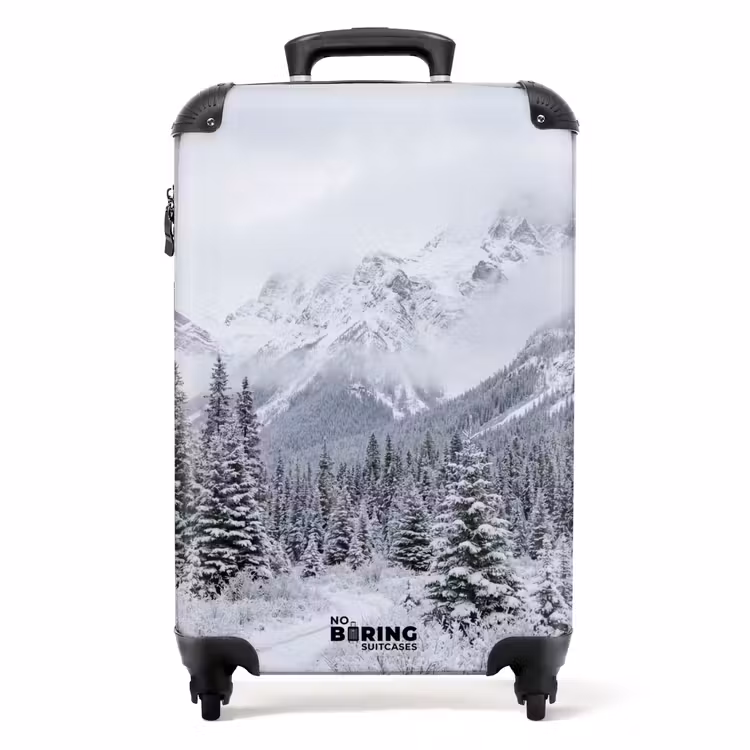 Koffer - Straße – Berge – Schnee – Nadelwald – Abenteuerlich - Weg - Bergen - Sneeuw - Naaldbos - Avontuurlijk NBS - Handbagage koffer - Volwassenen Unisex middel