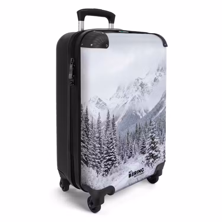 Koffer - Straße – Berge – Schnee – Nadelwald – Abenteuerlich - Weg - Bergen - Sneeuw - Naaldbos - Avontuurlijk NBS - Handbagage koffer - Volwassenen Unisex middel
