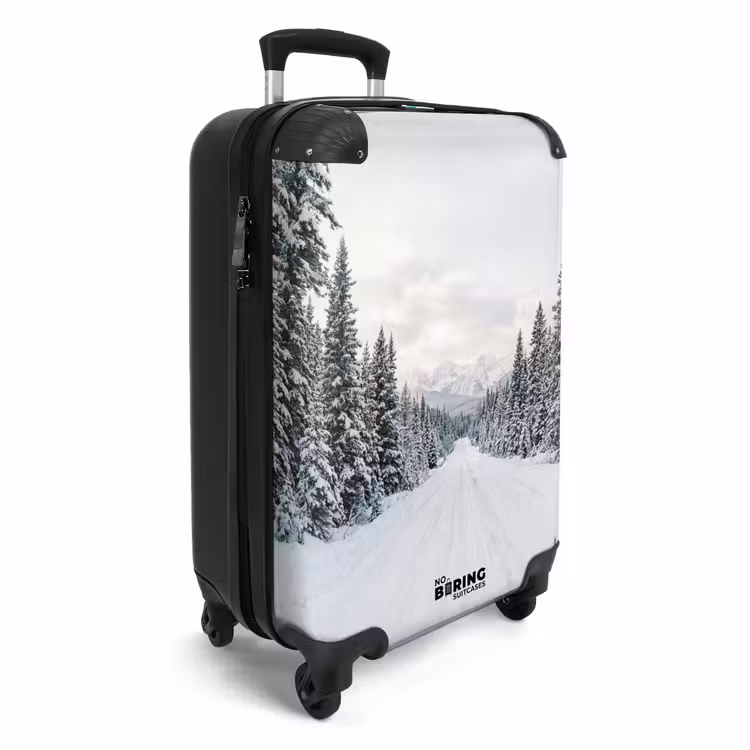 Koffer - Straße – Schnee – Nadelwald – Winter – Abenteuerlich - Weg - Sneeuw - Naaldbos - Winter - Avontuurlijk NBS - Handbagage koffer - Volwassenen Unisex middel