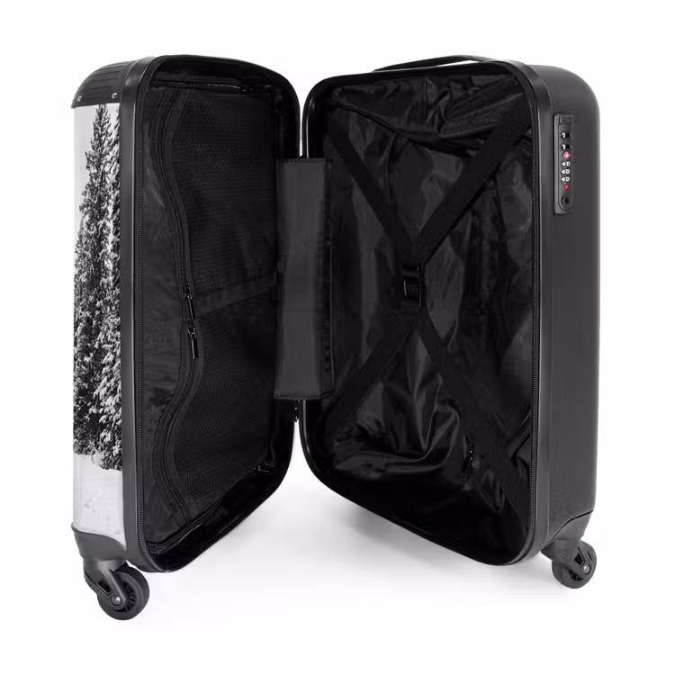 Koffer - Straße – Schnee – Nadelwald – Winter – Abenteuerlich - Weg - Sneeuw - Naaldbos - Winter - Avontuurlijk NBS - Handbagage koffer - Volwassenen Unisex middel