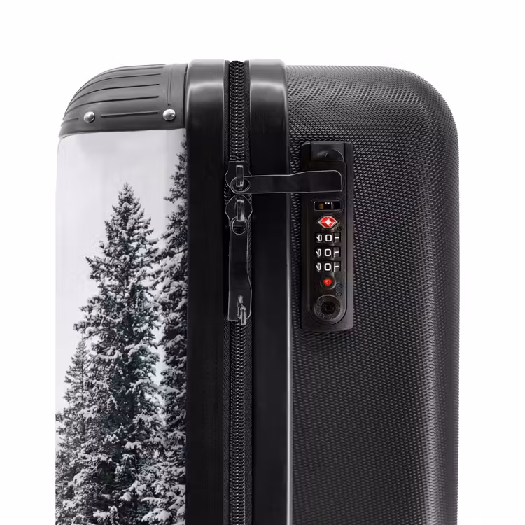 Koffer - Straße – Schnee – Nadelwald – Winter – Abenteuerlich - Weg - Sneeuw - Naaldbos - Winter - Avontuurlijk NBS - Handbagage koffer - Volwassenen Unisex middel