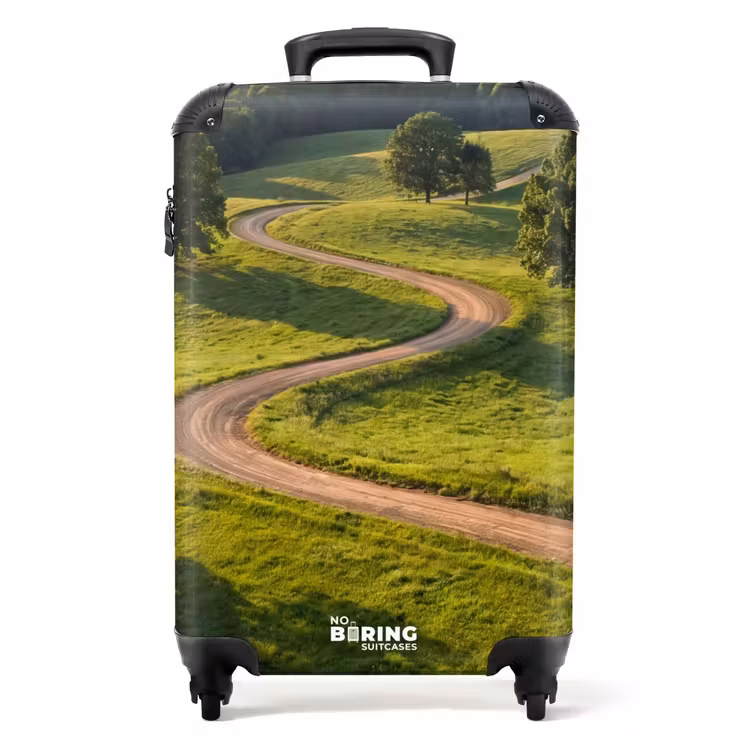 Koffer - Straße – Wiese – Natur – Grün - Weg - Weide - Natuur - Groen NBS - Handbagage koffer - Volwassenen Unisex middel