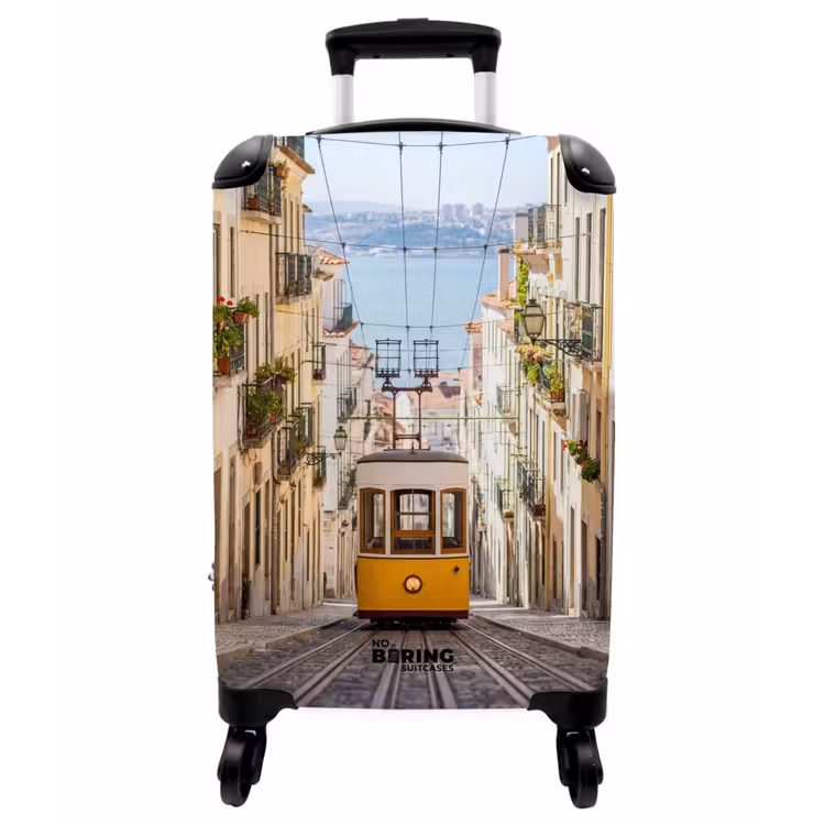 Koffer - Straßenbahn – Straße – Stadt – Architektur – Gelb - Tram - Straat - Stad - Architectuur - Geel NBS - Handbagage koffer - Vrouwen middel