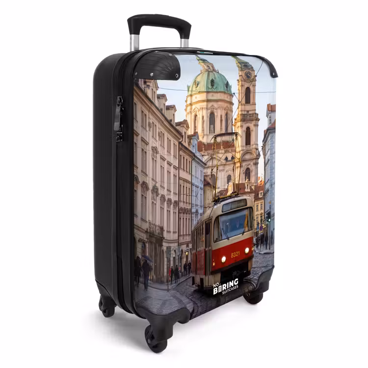 Koffer - Straßenbahn – Straße – Stadtansicht – Klassisch – Rot - Tram - Straat - Stadsgezicht - Klassiek - Rood NBS - Handbagage koffer - Volwassenen Unisex middel