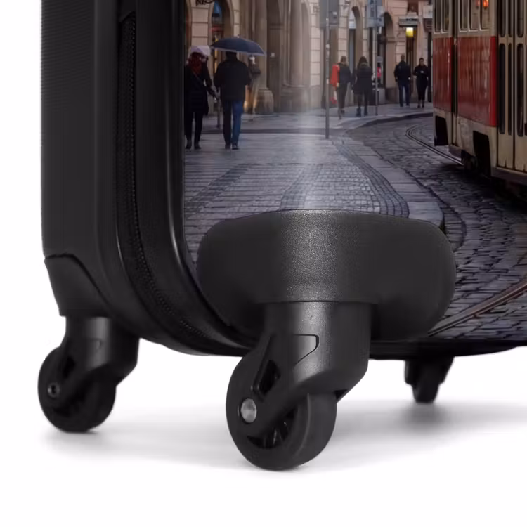 Koffer - Straßenbahn – Straße – Stadtansicht – Klassisch – Rot - Tram - Straat - Stadsgezicht - Klassiek - Rood NBS - Handbagage koffer - Volwassenen Unisex middel