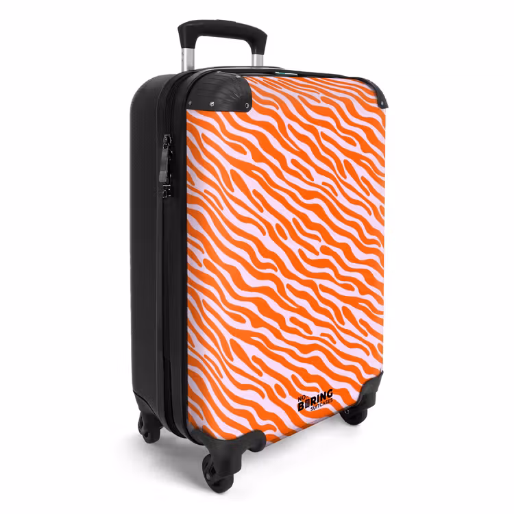 Strepen - Dynamisch - Oranje NBS - Handbagage koffer - Volwassenen Unisex middel -productfoto_3d